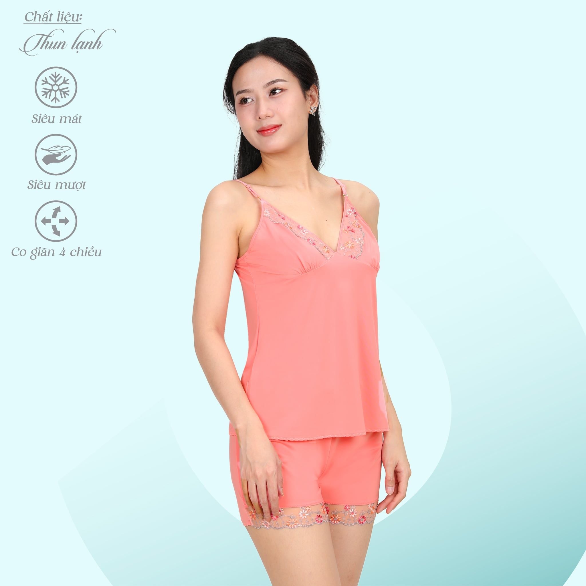Set đồ bộ nữ kiểu quần đùi Dây chất thun lạnh siêu bền 015p 2137