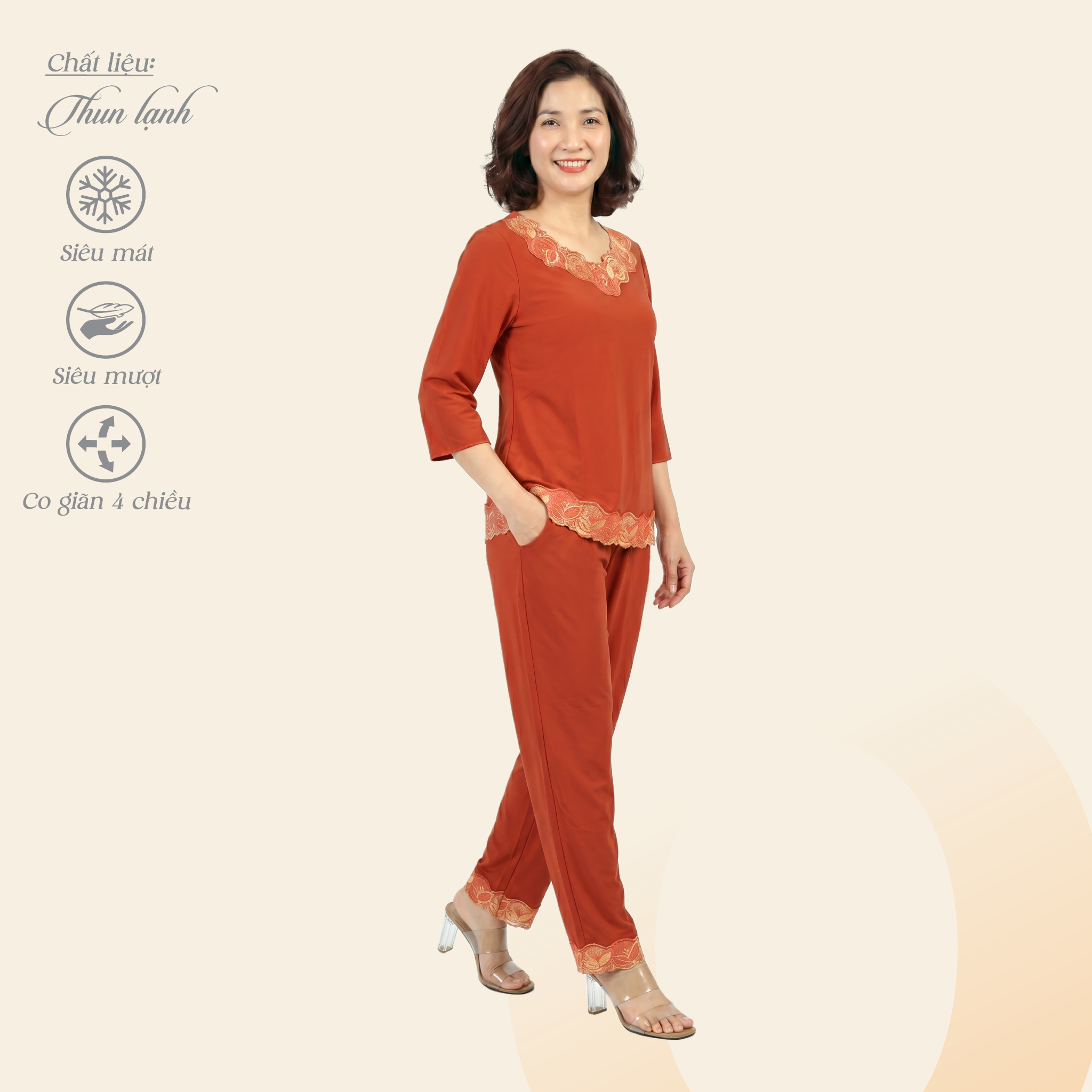 Set đồ bộ nữ kiểu quần dài tay lở chất thun lạnh siêu bền 013p 3278