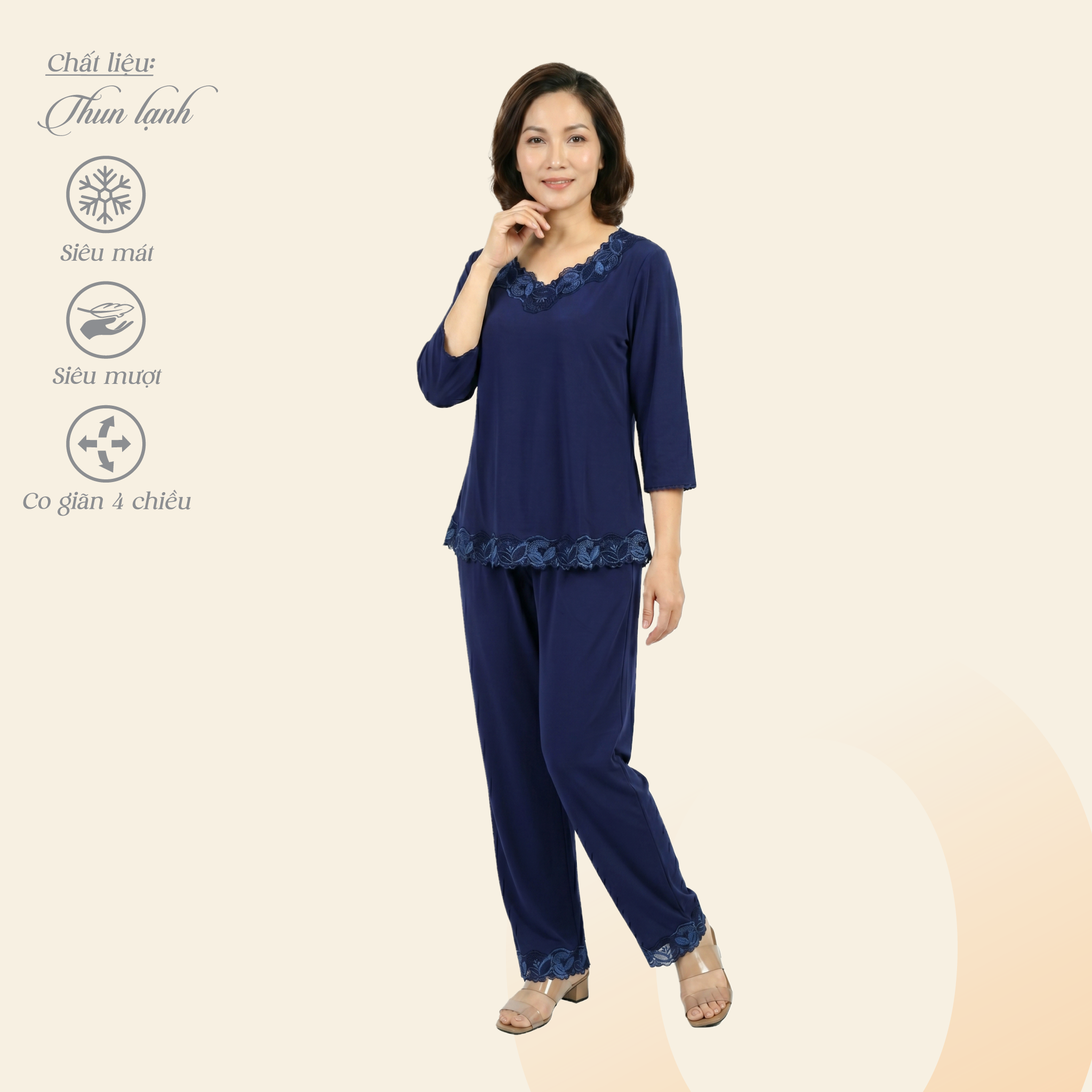 Set đồ bộ nữ kiểu quần dài tay lở chất thun lạnh siêu bền 013p 3278