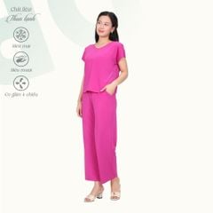 Set đồ bộ nữ kiểu quần dài tay ngắn chất thun lạnh siêu bền 013p 6100