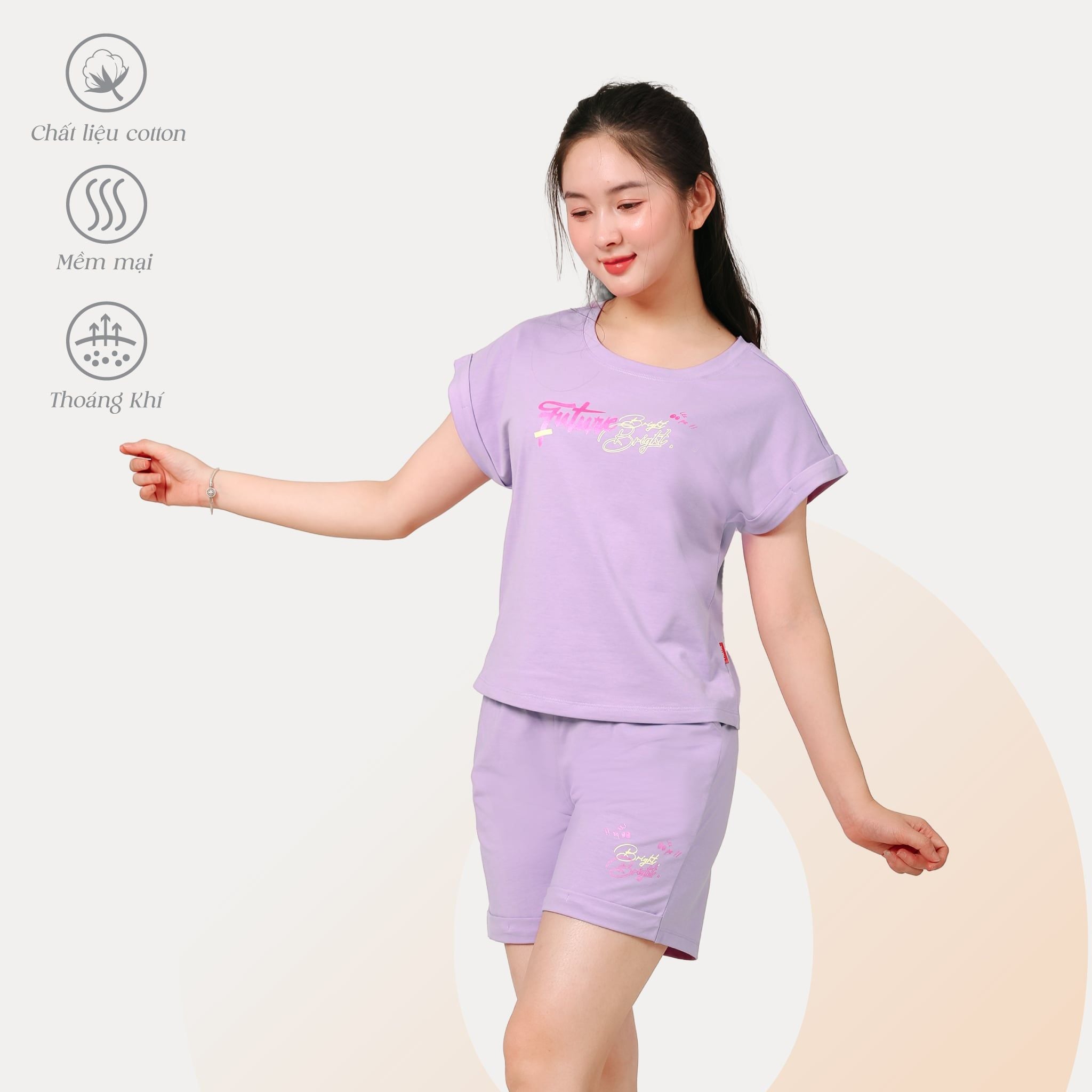 Set đồ bộ nữ kiểu quần đùi nữ kiểu quần đùi tay ngắn chất cotton siêu mát 195p 5214