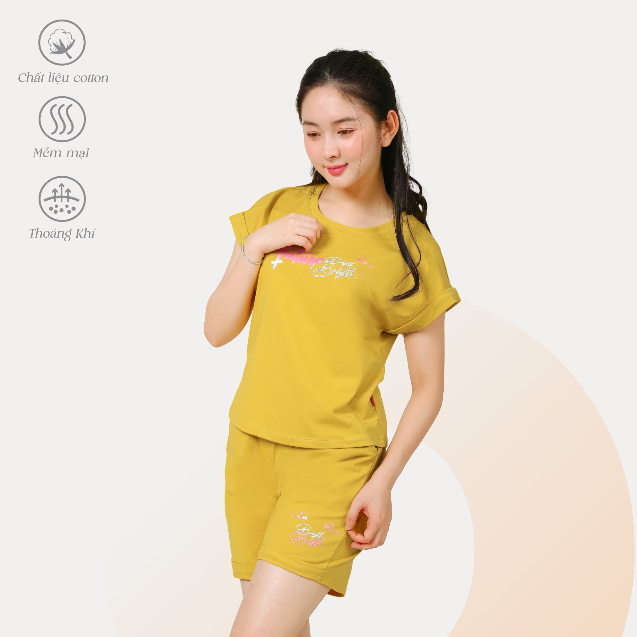 Set đồ bộ nữ kiểu quần đùi nữ kiểu quần đùi tay ngắn chất cotton siêu mát 195p 5214