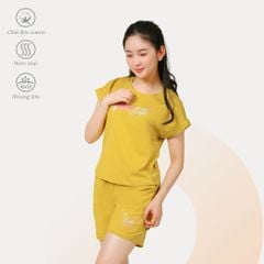 Set đồ bộ nữ kiểu quần đùi nữ kiểu quần đùi tay ngắn chất cotton siêu mát 195p 5214