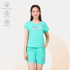 Set đồ bộ nữ kiểu quần đùi nữ kiểu quần đùi tay ngắn chất cotton siêu mát 195p 5214