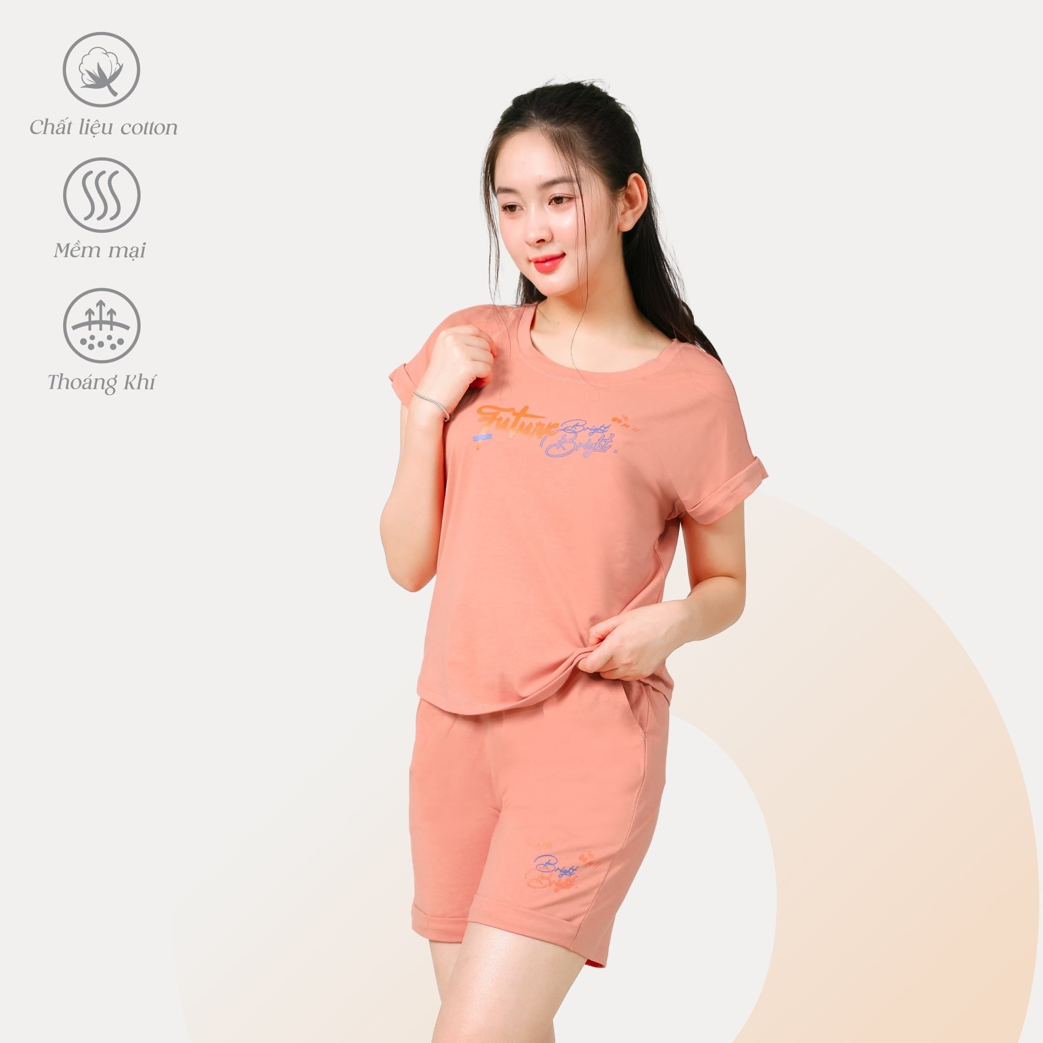 Set đồ bộ nữ kiểu quần đùi nữ kiểu quần đùi tay ngắn chất cotton siêu mát 195p 5214