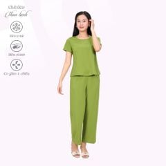 Set đồ bộ nữ kiểu quần dài tay ngắn chất thun lạnh siêu bền 013p 6101