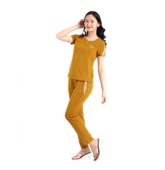 Set đồ bộ nữ kiểu quần dài tay ngắn cotton cvc mát 193p 3318