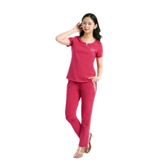 Set đồ bộ nữ kiểu quần dài tay ngắn cotton cvc mát 193p 3318