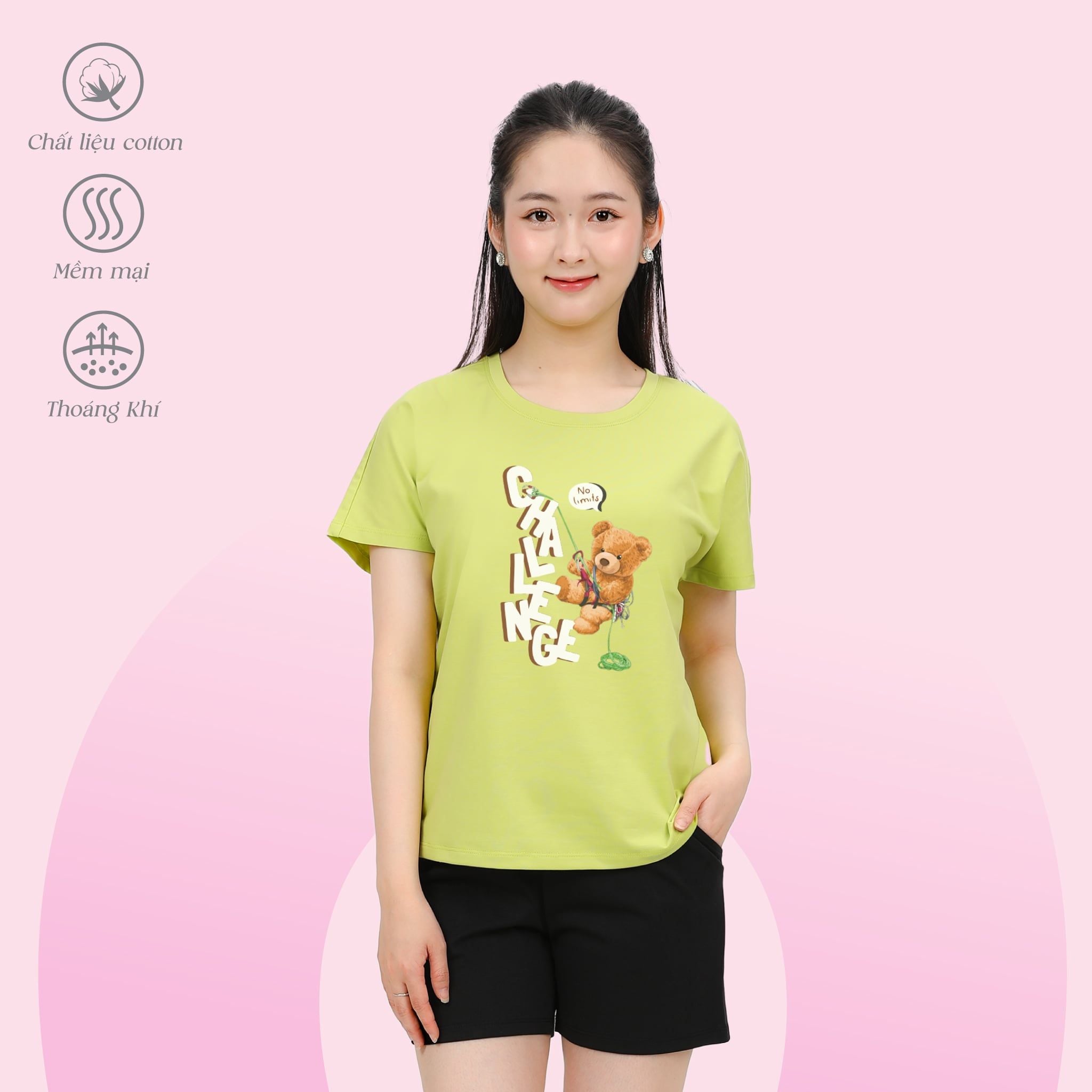 Set đồ bộ nữ kiểu quần đùi tay ngắn chất cotton siêu mát 195p 2036