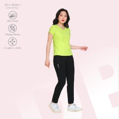 Set đồ bộ nữ kiểu thể thao tập gym, yoga kiểu quần dài tay ngắn chất silk lạnh 373p 3411
