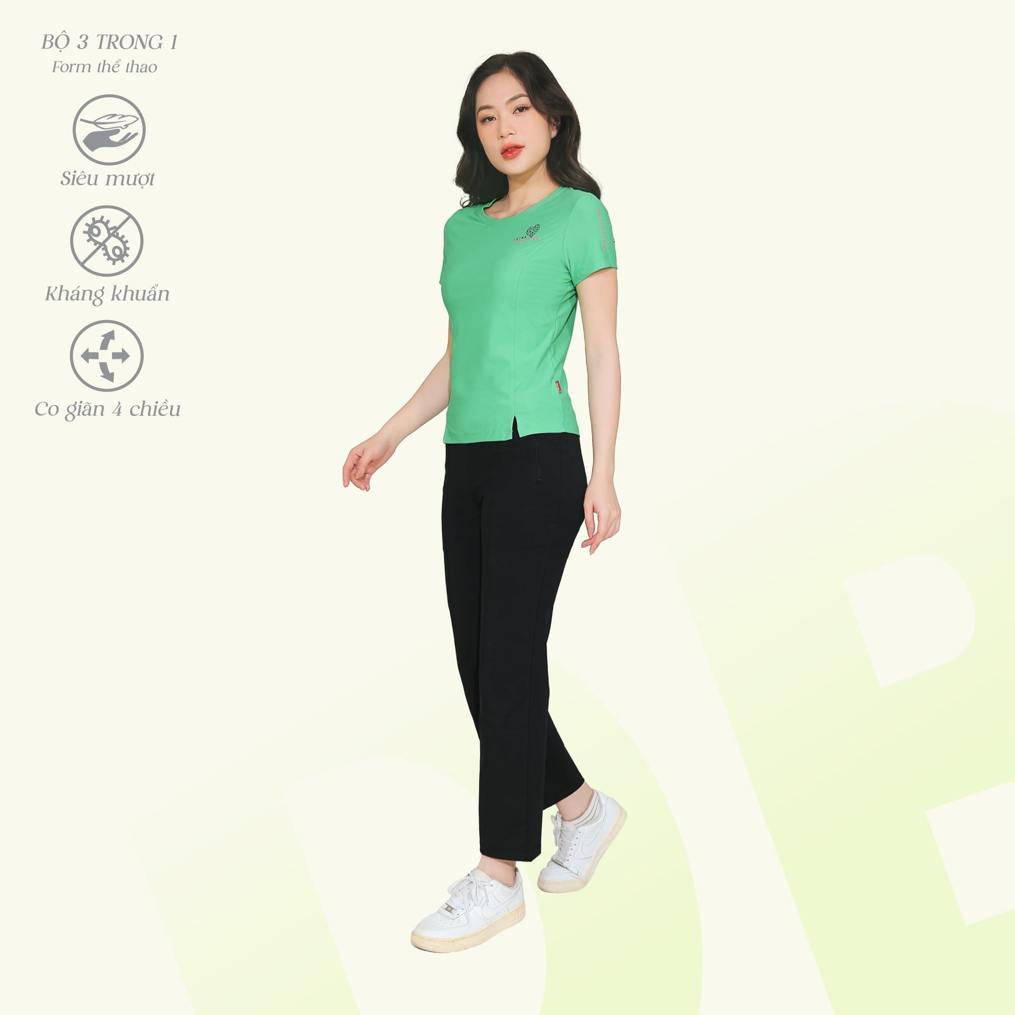 Set đồ bộ nữ kiểu thể thao tập gym, yoga kiểu quần dài tay ngắn chất silk lạnh 373p 3412