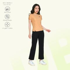 Set đồ bộ nữ kiểu thể thao tập gym, yoga kiểu quần dài tay ngắn chất silk lạnh 373p 3412