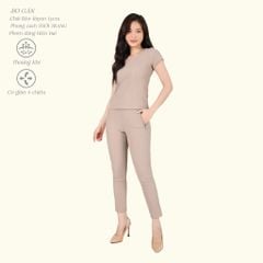 Set đồ bộ nữ kiểu quần dài tay ngắn Cổ Tim chất rib Gân 553p 3404