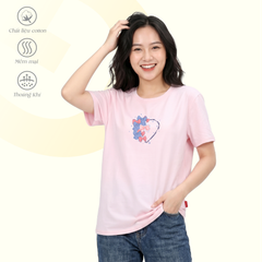 Áo thun nữ cổ tròn tay ngắn phom rộng chất cotton siêu mát 020p 0374