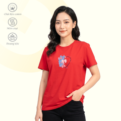 Áo thun nữ cổ tròn tay ngắn phom rộng chất cotton siêu mát 020p 0374