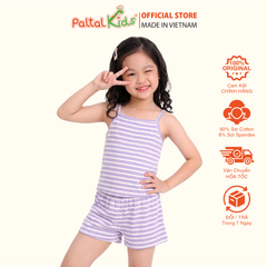 Đồ Bộ Đùi Viscose Họa Tiết Kẻ Ngang Bé Gái Cao Cấp - 325 2138