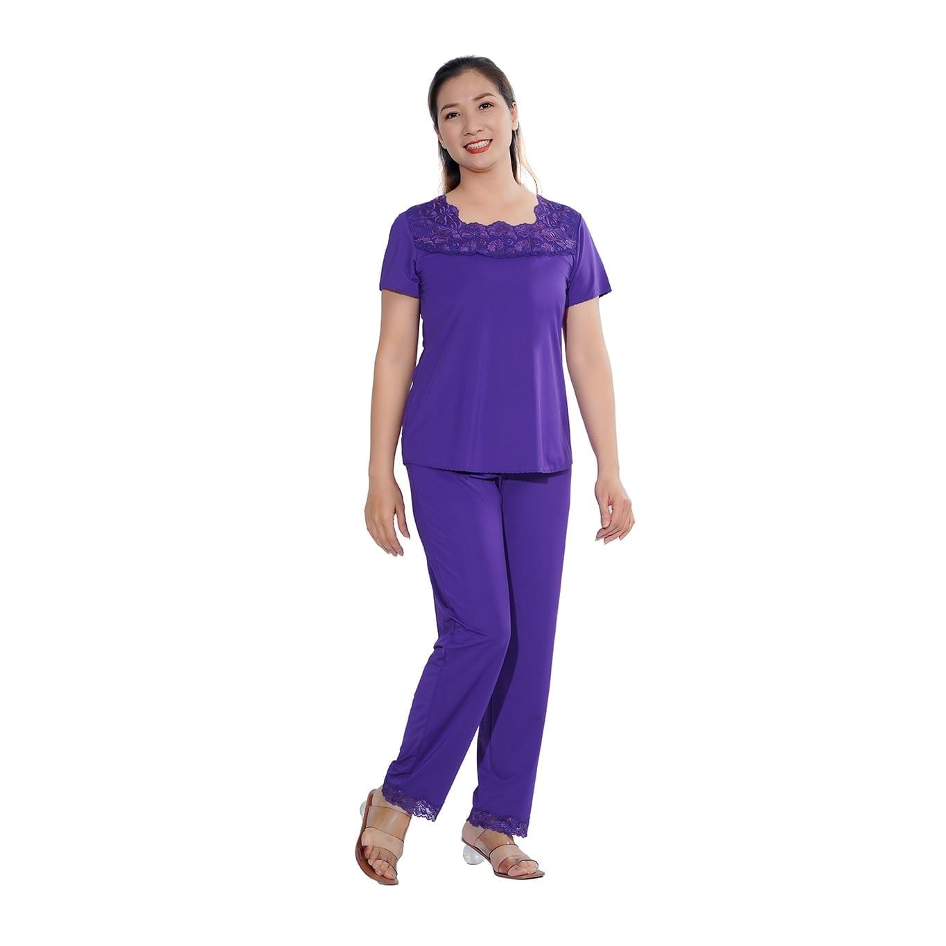 Set đồ bộ nữ kiểu quần dài tay ngắn chất thun lạnh siêu bền 013p 3147
