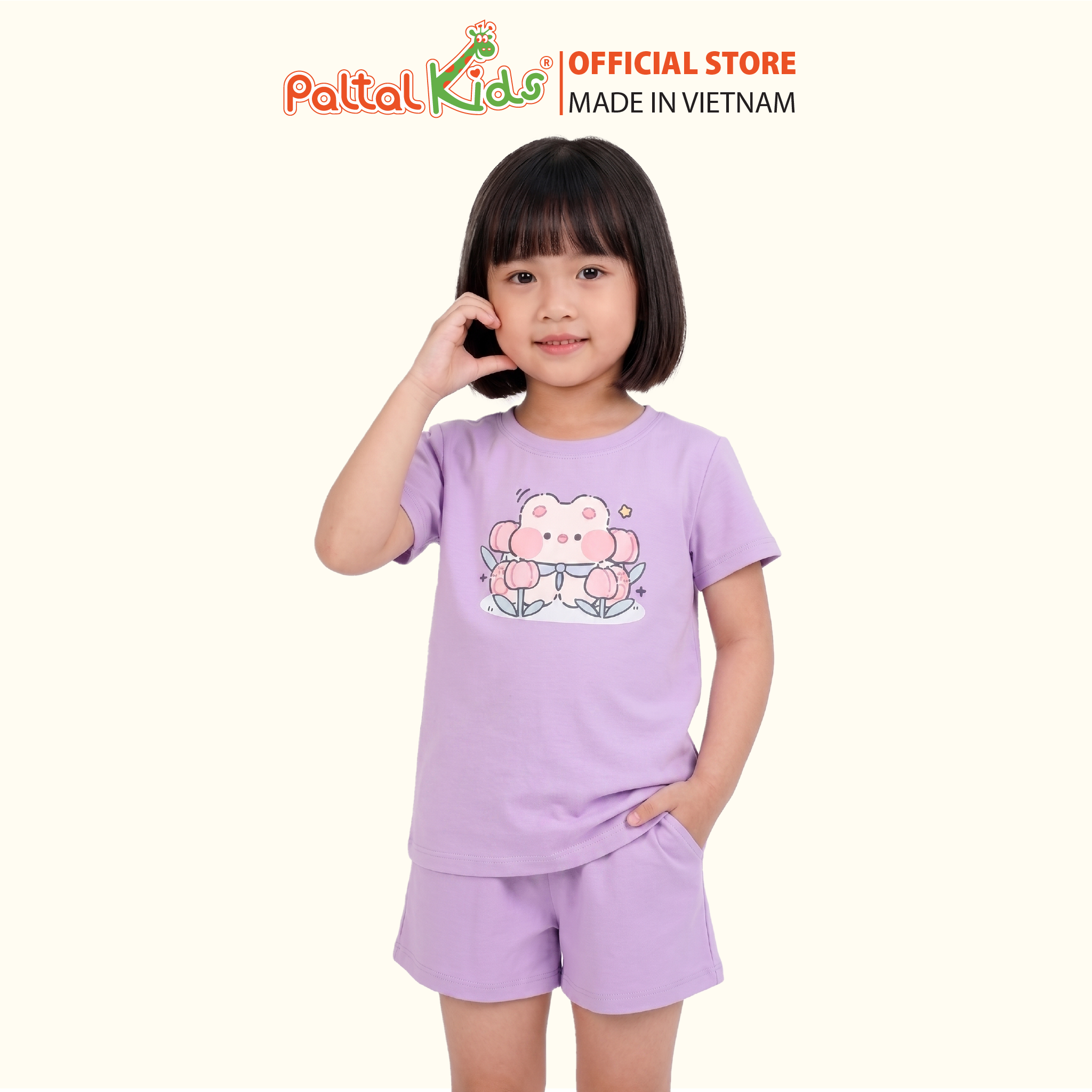 Đồ Bộ Đùi Cơ Bản Cotton Mỹ Bé Gái Cao Cấp - 025 2141 - Size 09