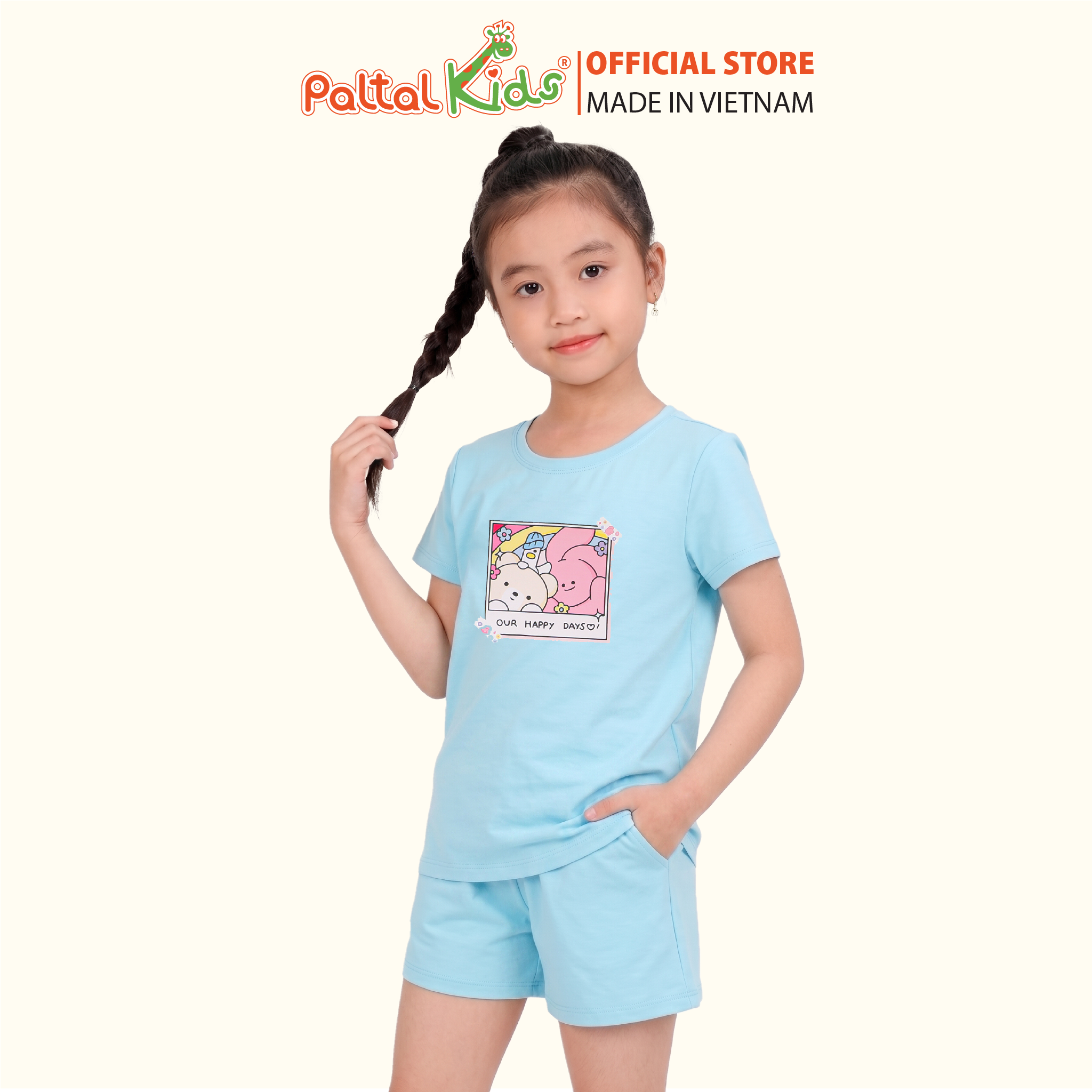 Đồ Bộ Đùi Cơ Bản Cotton Mỹ Bé Gái Cao Cấp - 025 2143 - Size 10