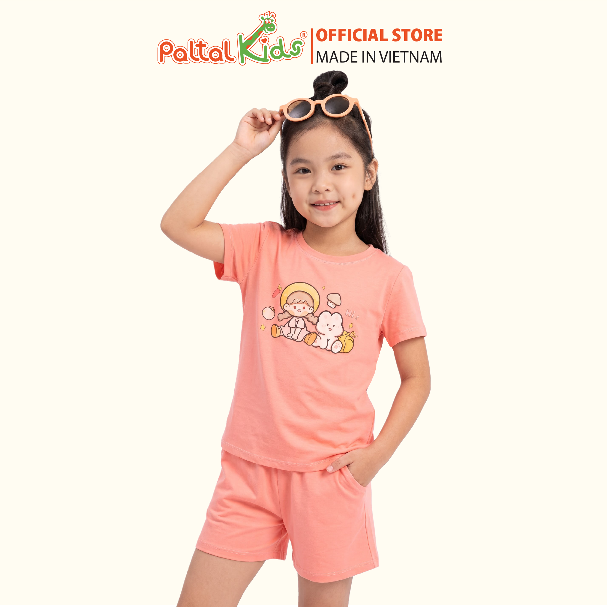Đồ Bộ Đùi Cơ Bản Cotton Mỹ Bé Gái Cao Cấp - 025 2144 - Size 11
