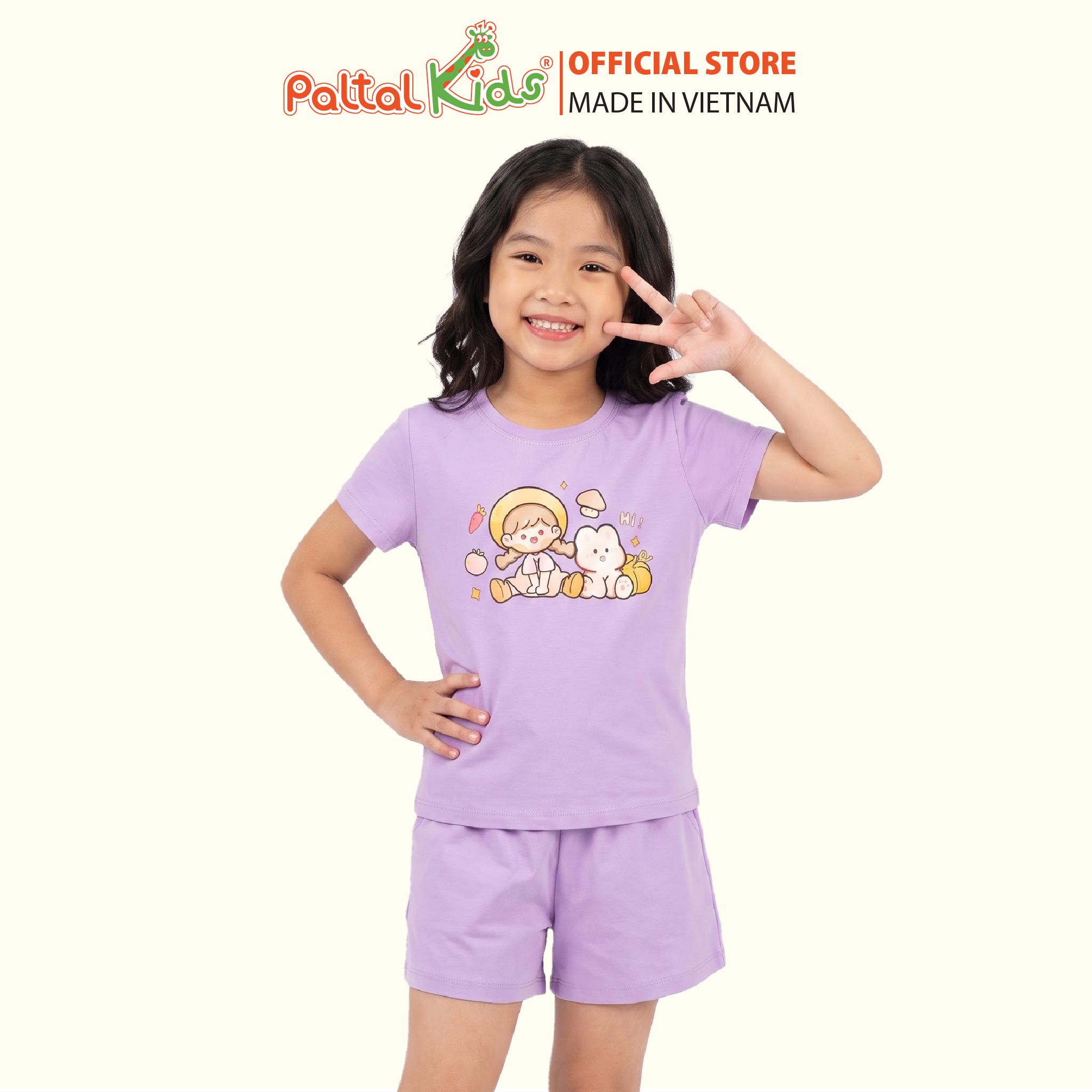 Đồ Bộ Đùi Cơ Bản Cotton Mỹ Bé Gái Cao Cấp - 025 2144 - Size 11