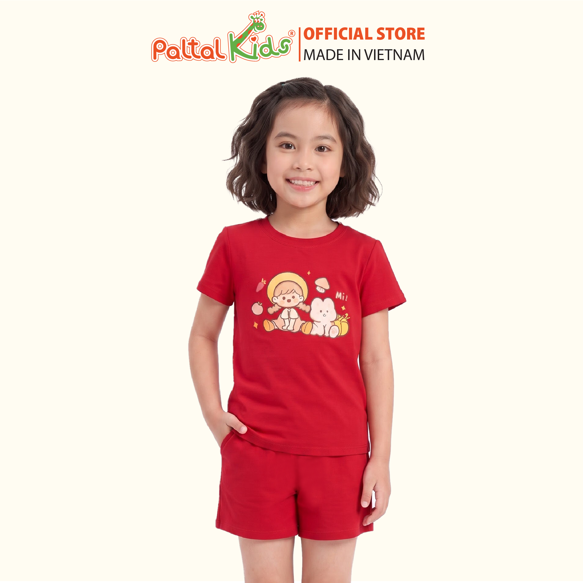 Đồ Bộ Đùi Cơ Bản Cotton Mỹ Bé Gái Cao Cấp - 025 2144 - Size 11