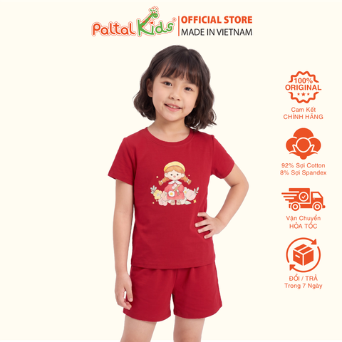 Đồ Bộ Đùi Cơ Bản Cotton Mỹ Bé Gái Cao Cấp - 025 2145 - Size 11