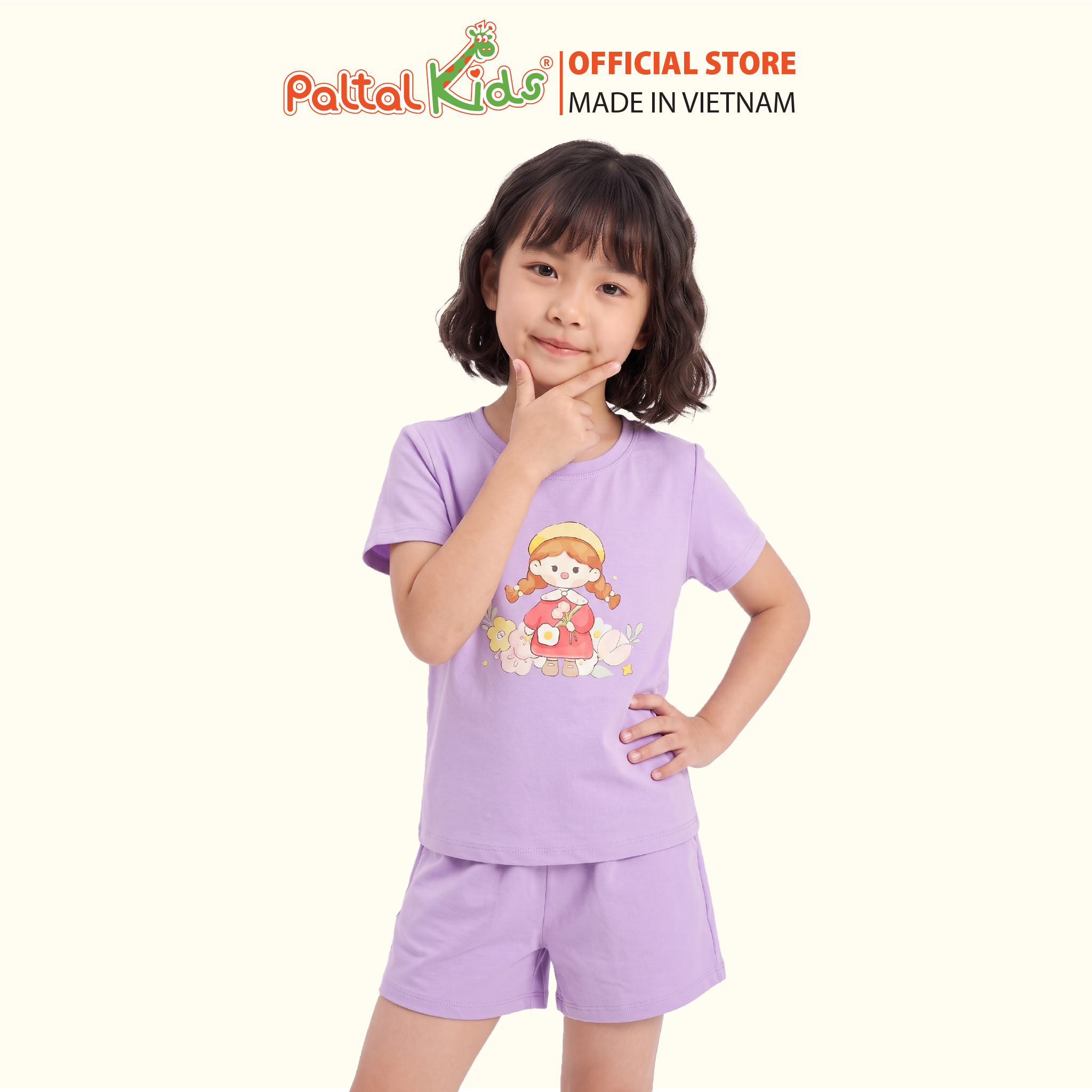Đồ Bộ Đùi Cơ Bản Cotton Mỹ Bé Gái Cao Cấp - 025 2145 - Size 11