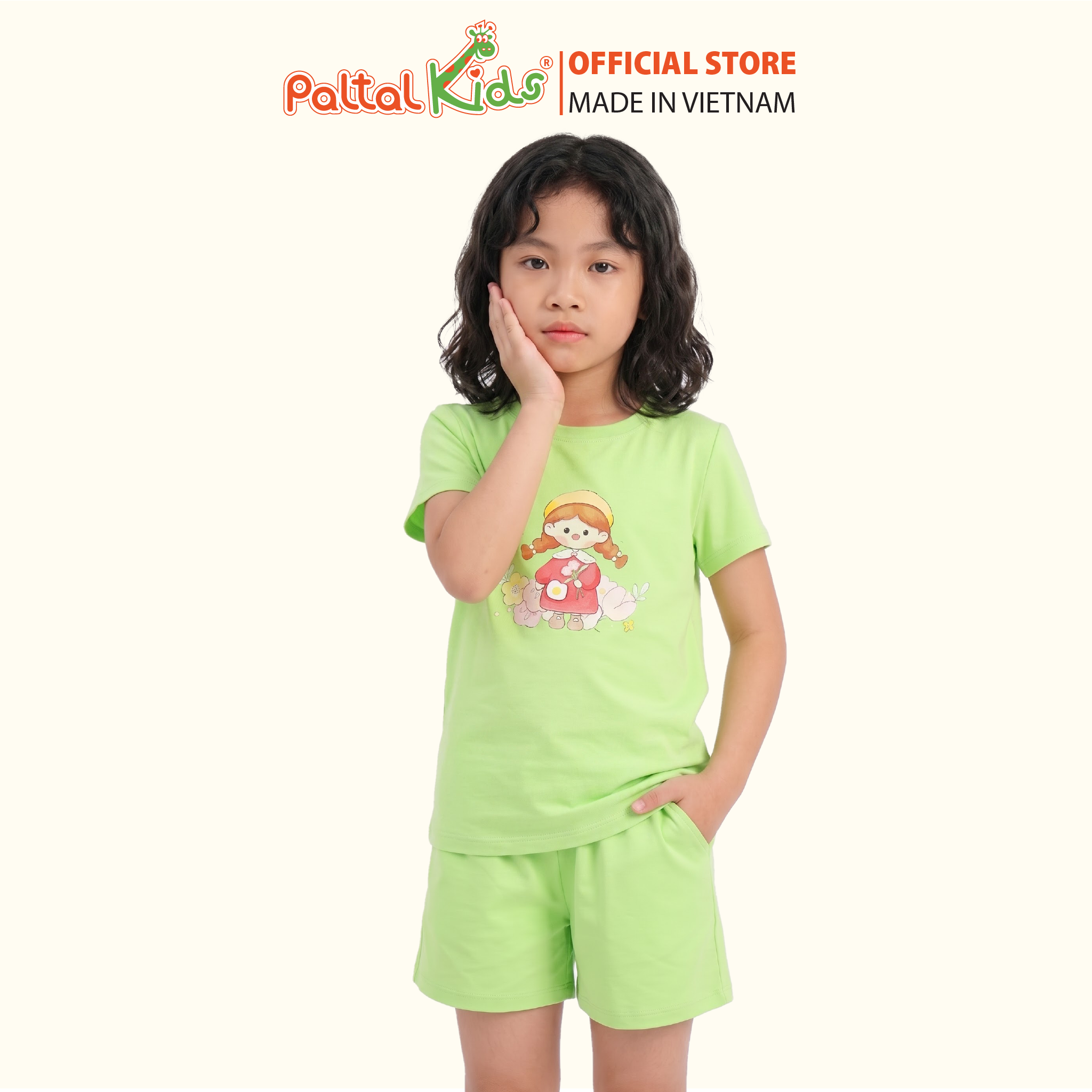 Đồ Bộ Đùi Cơ Bản Cotton Mỹ Bé Gái Cao Cấp - 025 2145 - Size 11