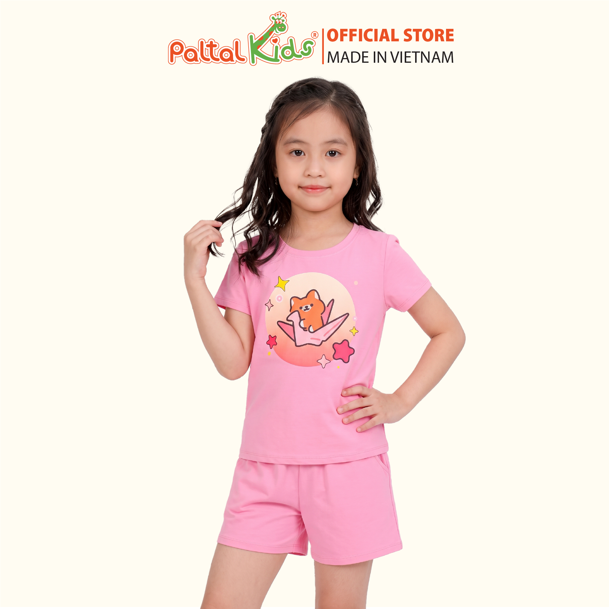 Đồ Bộ Đùi Cơ Bản Cotton Mỹ Bé Gái Cao Cấp - 025 2148 - Size 13