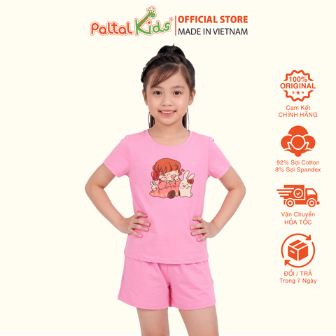 Đồ Bộ Đùi Cơ Bản Cotton Mỹ Bé Gái Cao Cấp - 025 2149 - Size 13
