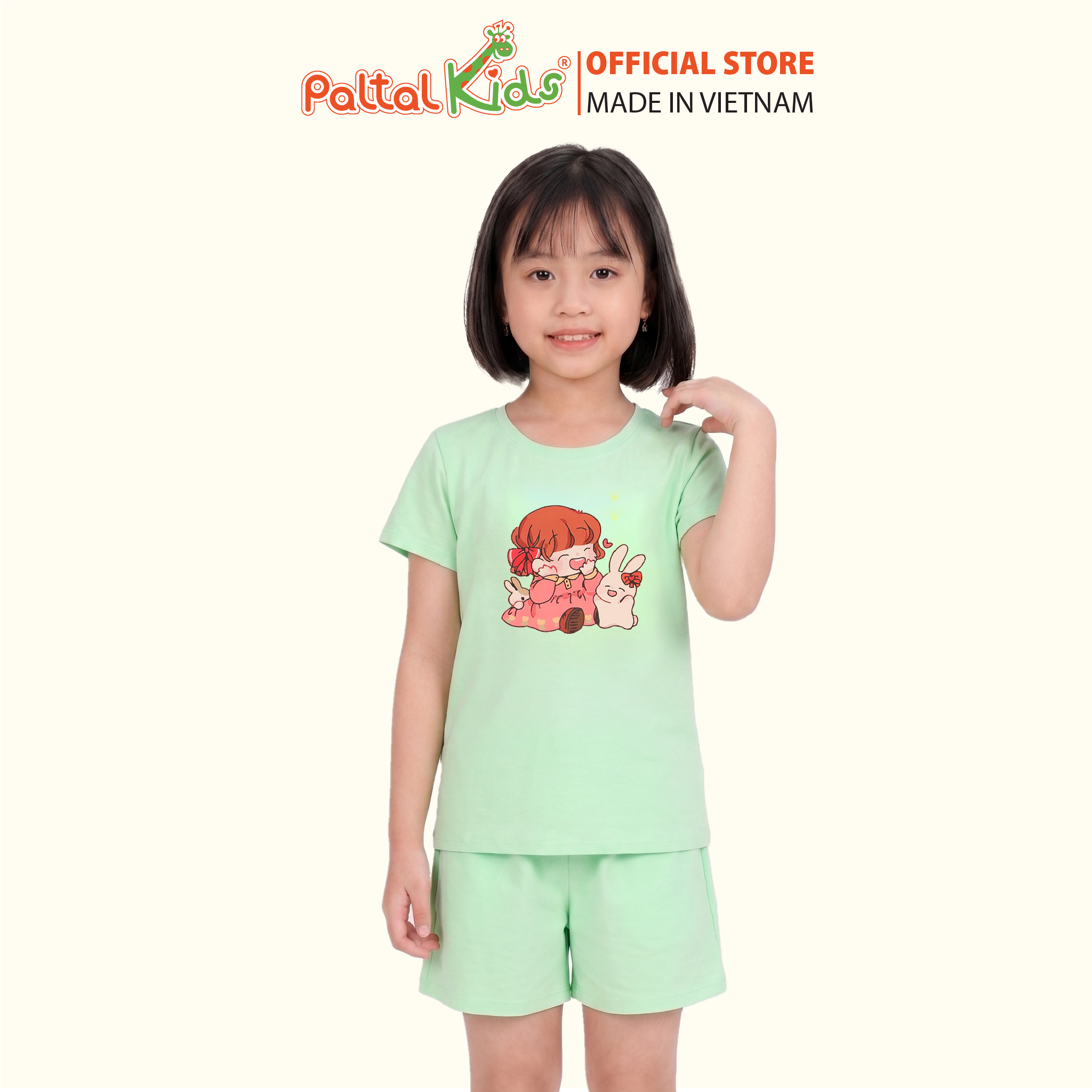 Đồ Bộ Đùi Cơ Bản Cotton Mỹ Bé Gái Cao Cấp - 025 2149 - Size 13