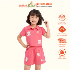Set Áo Cổ Polo Mix Quần Đùi Form Rộng Bé Gái Cao Cấp - 025 2158