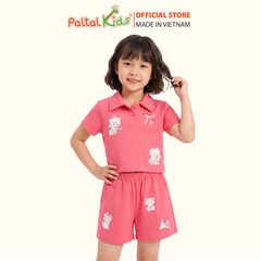 Set Áo Cổ Polo Mix Quần Đùi Form Rộng Bé Gái Cao Cấp - 025 2158