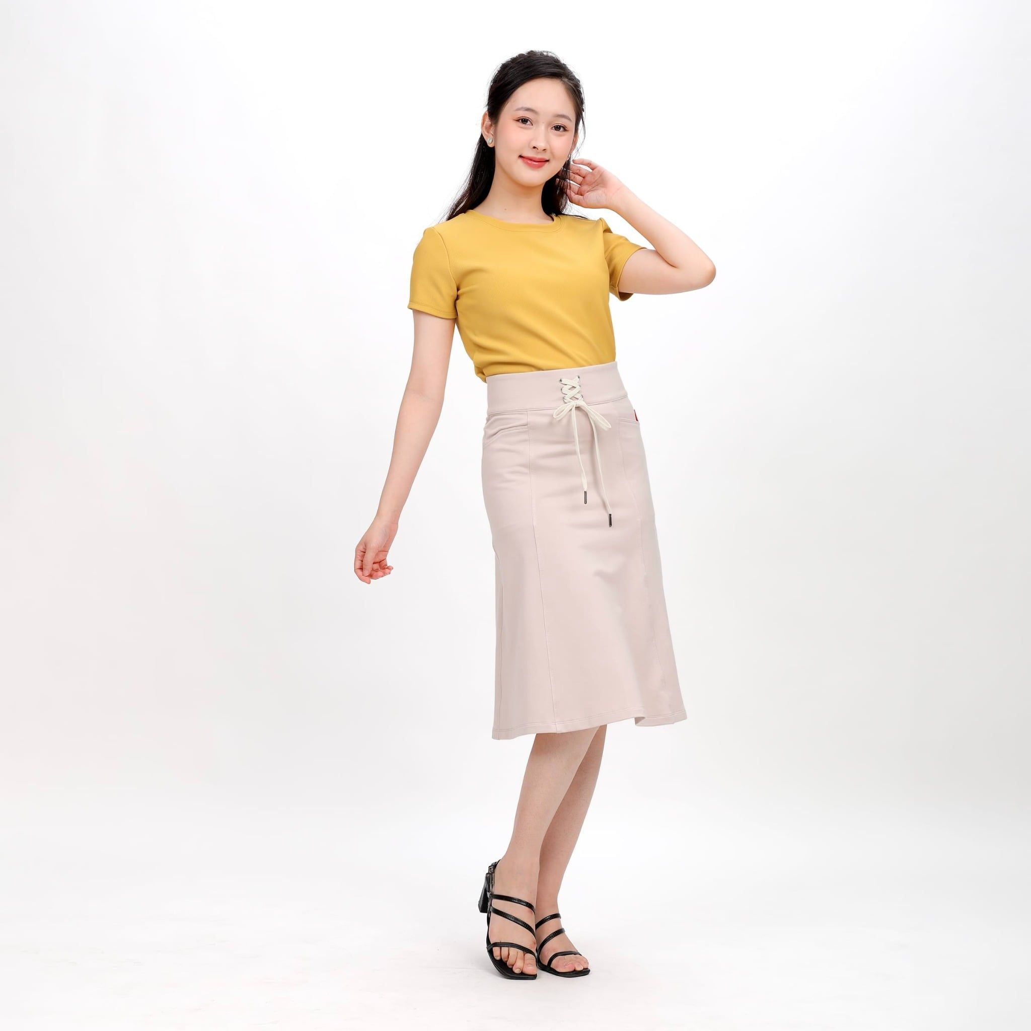 Chân váy dài chất jean thun 502p 8059