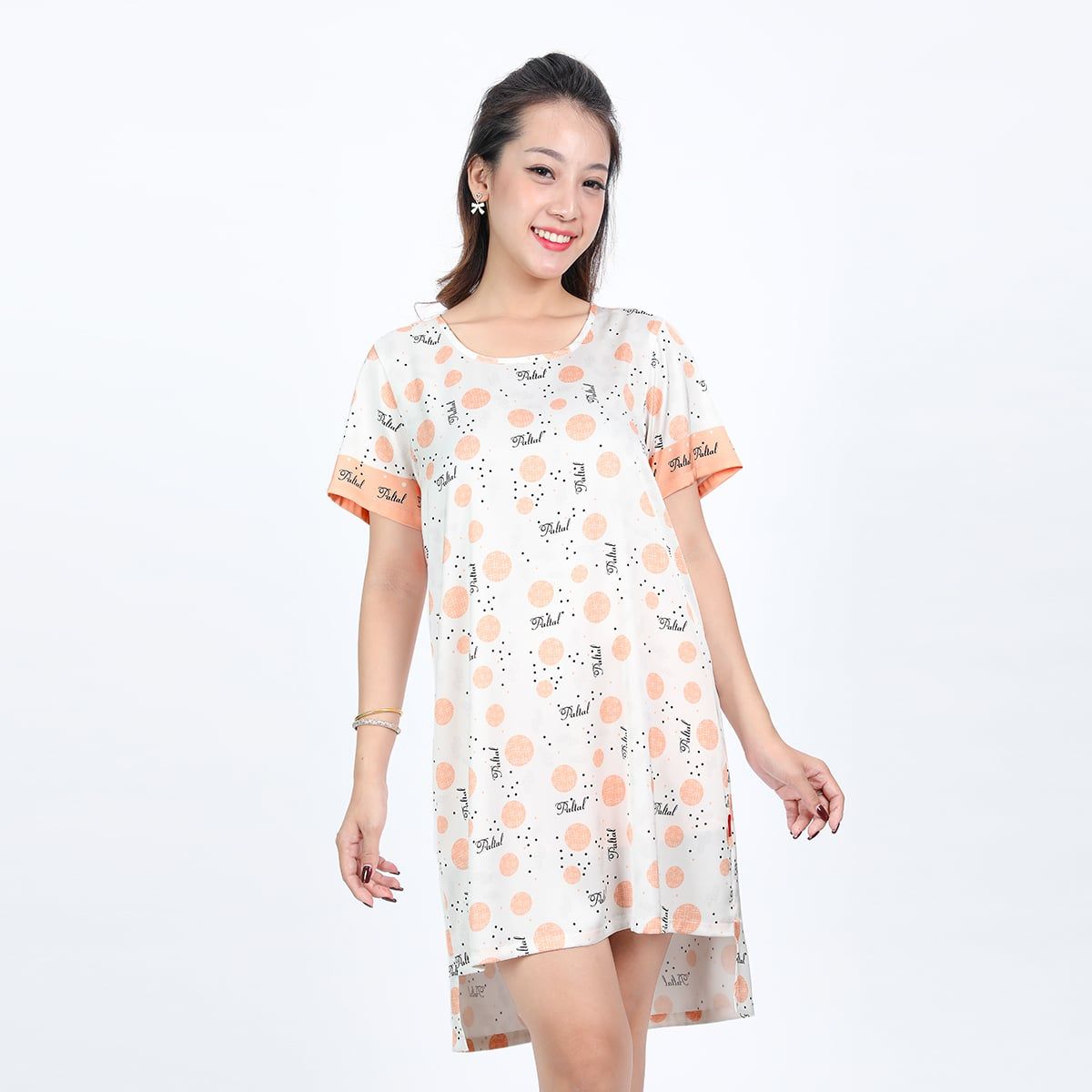 Áo ngủ, Váy ngủ tay ngắn chất lụa nhung 262p 2075
