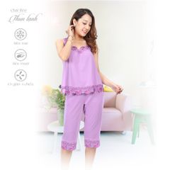Set đồ bộ nữ kiểu quần lửng chất thun lạnh siêu bền không tay 014p 4173