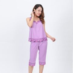Set đồ bộ nữ kiểu quần lửng chất thun lạnh siêu bền không tay 014p 4173