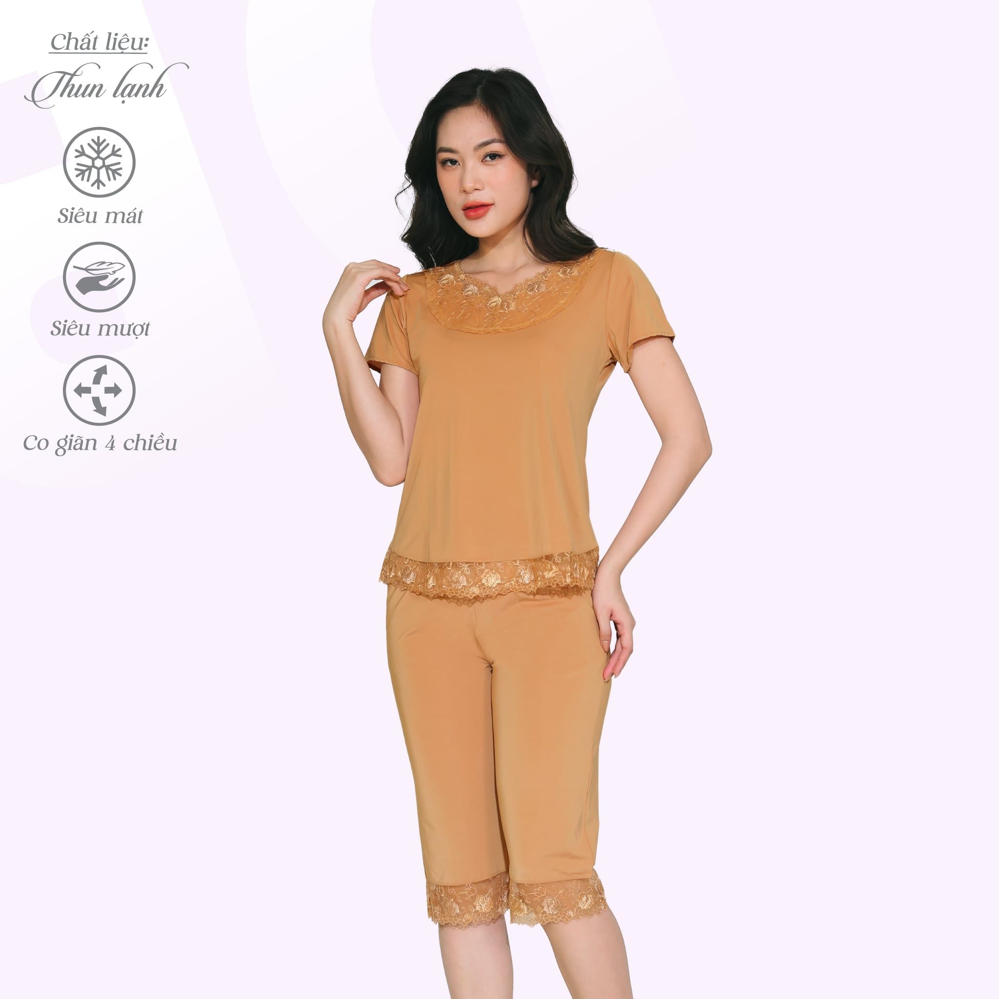 Set đồ bộ nữ kiểu quần lửng Tay Ngắn chất thun lạnh siêu bền 014p 7038