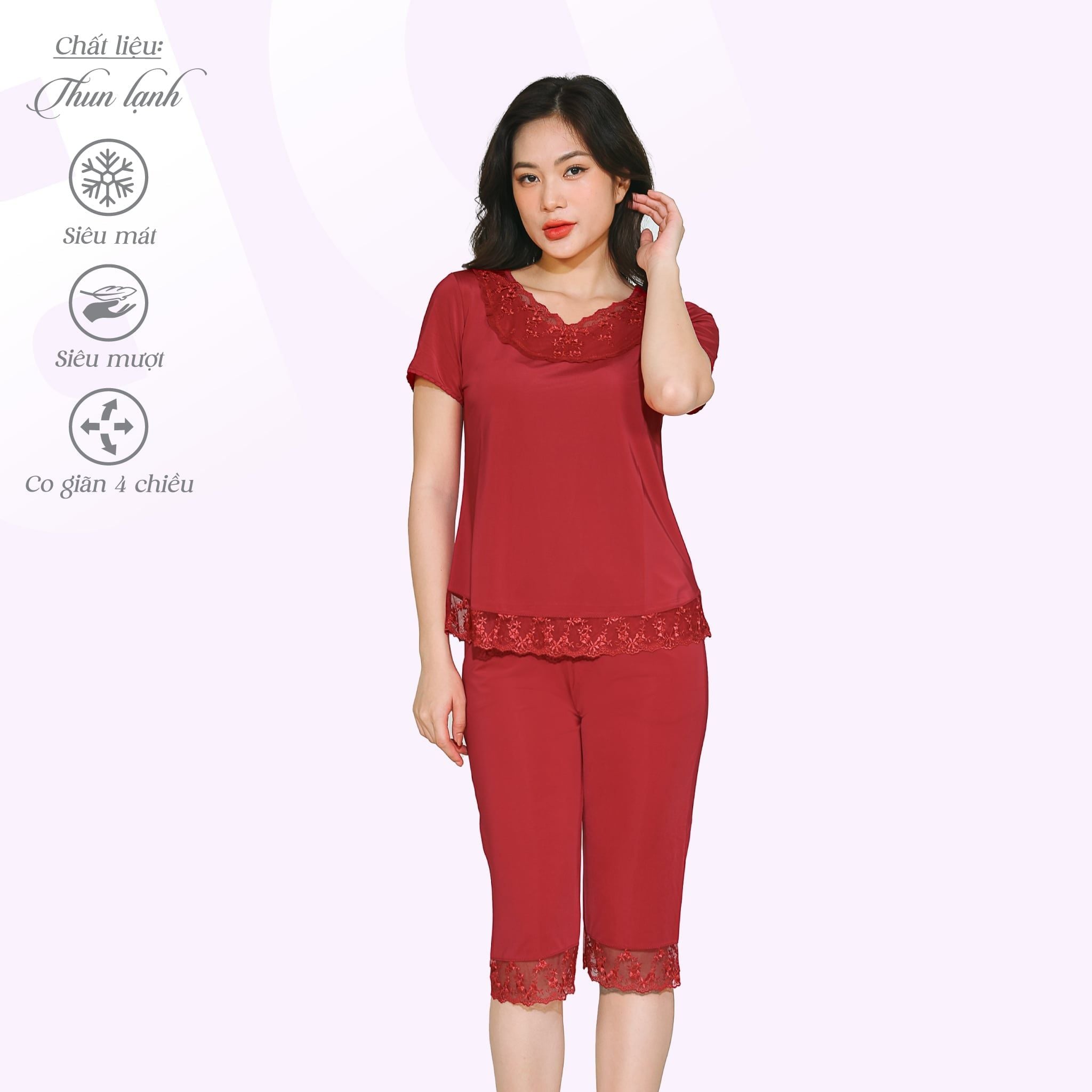 Set đồ bộ nữ kiểu quần lửng Tay Ngắn chất thun lạnh siêu bền 014p 7038