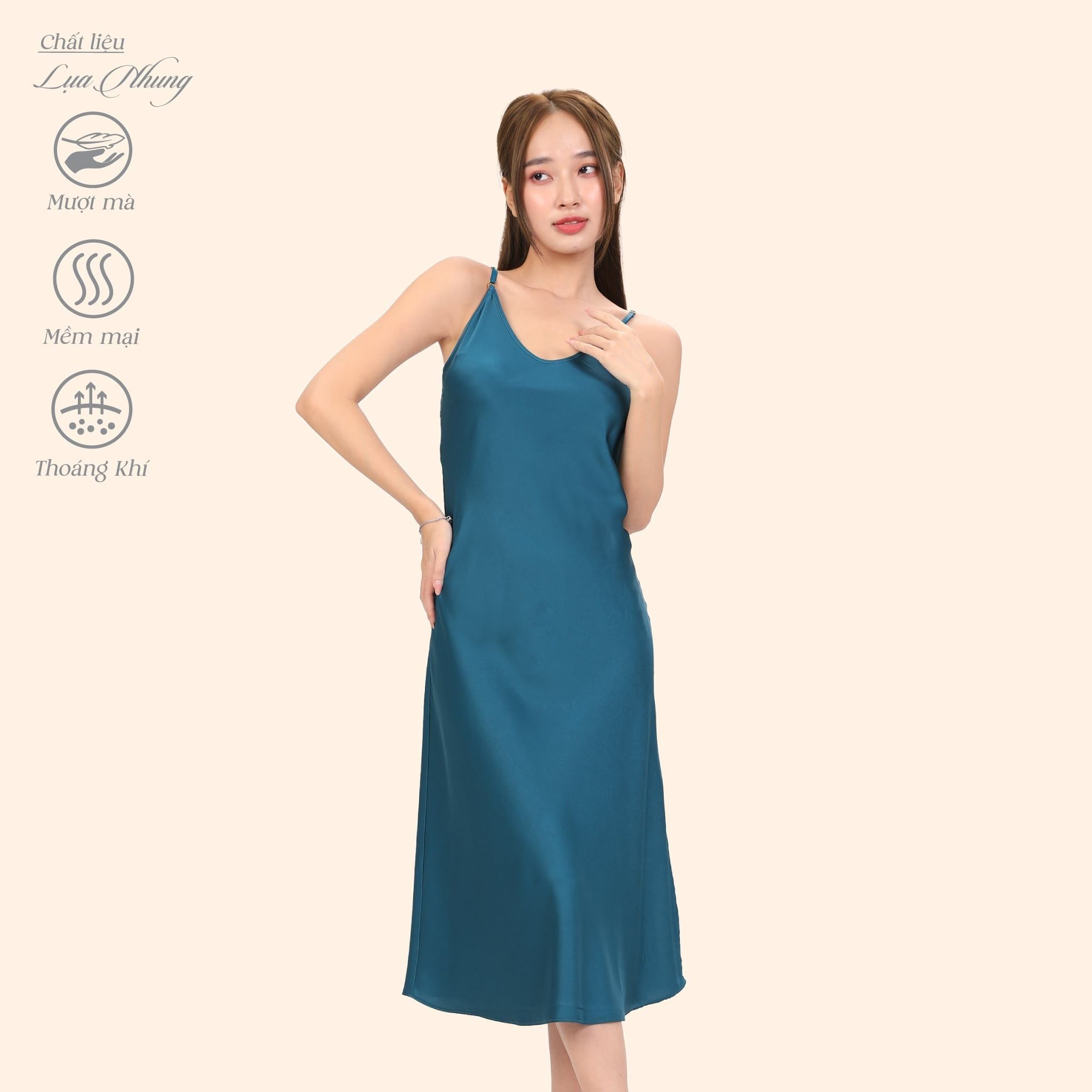 Áo ngủ, Váy ngủ dây chất liệu lụa nhung 262p 2076