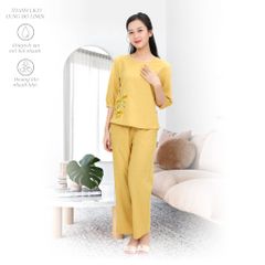Set đồ bộ nữ kiểu quần dài tay ngắn Linen 383p 3354