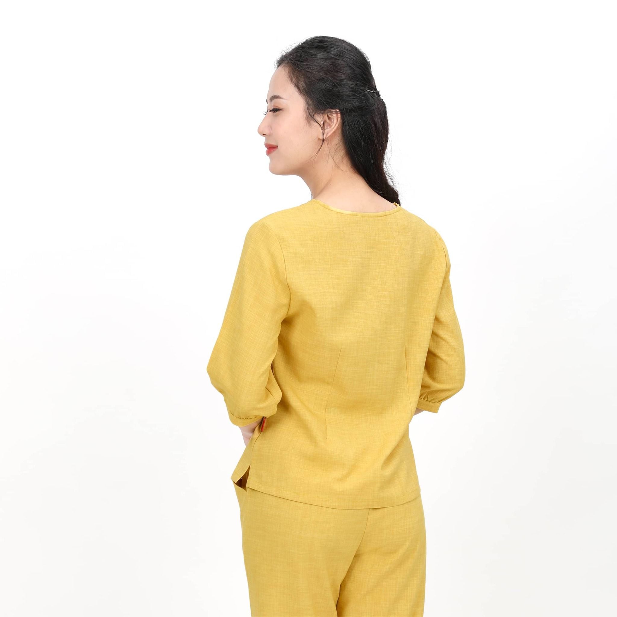 Set đồ bộ nữ kiểu quần dài tay ngắn Linen 383p 3354