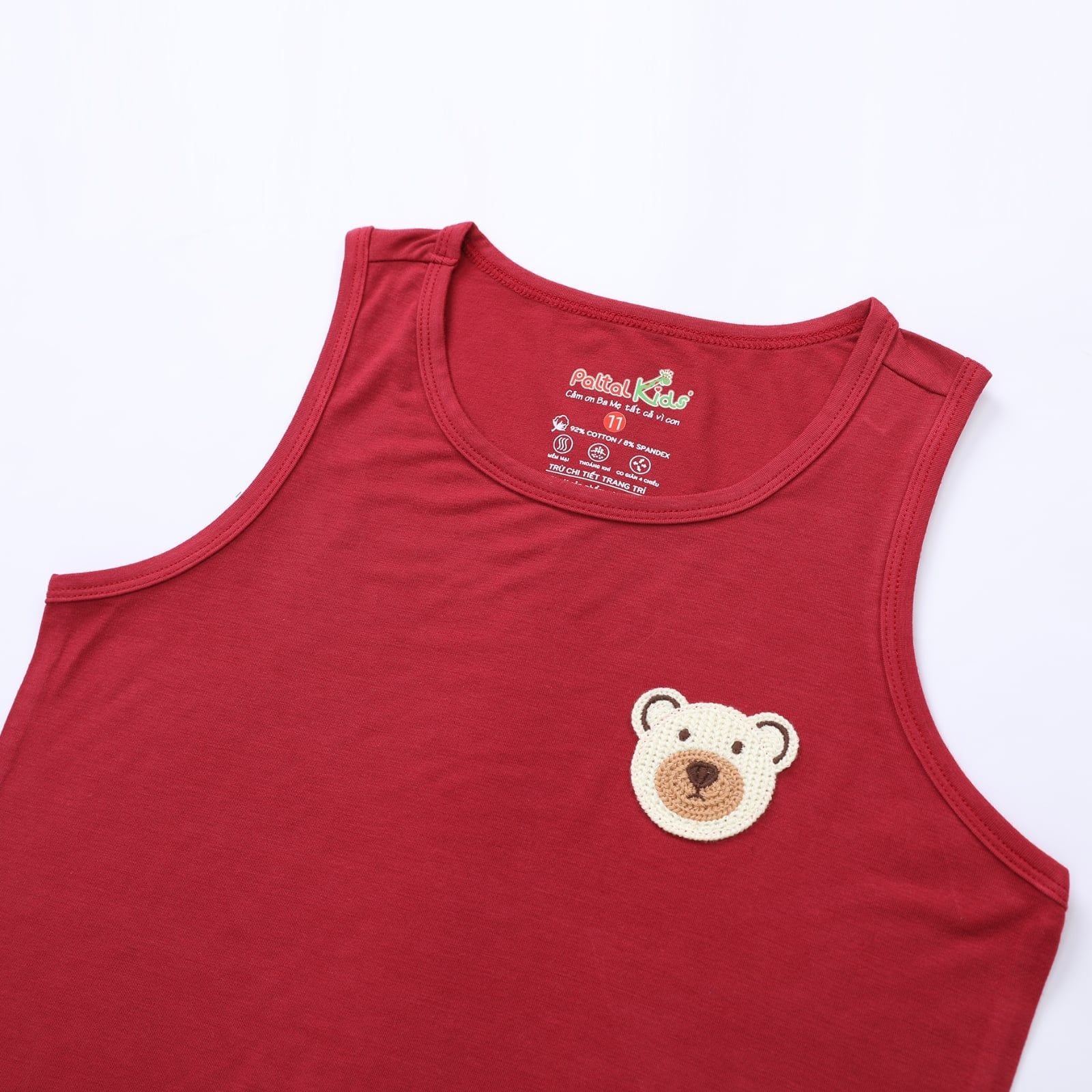 Đồ Bộ Đùi Cotton Modal Basic Đính Huy Hiệu Gấu Nổi Bé Trai / Bé Gái Cao Cấp - 205 2125