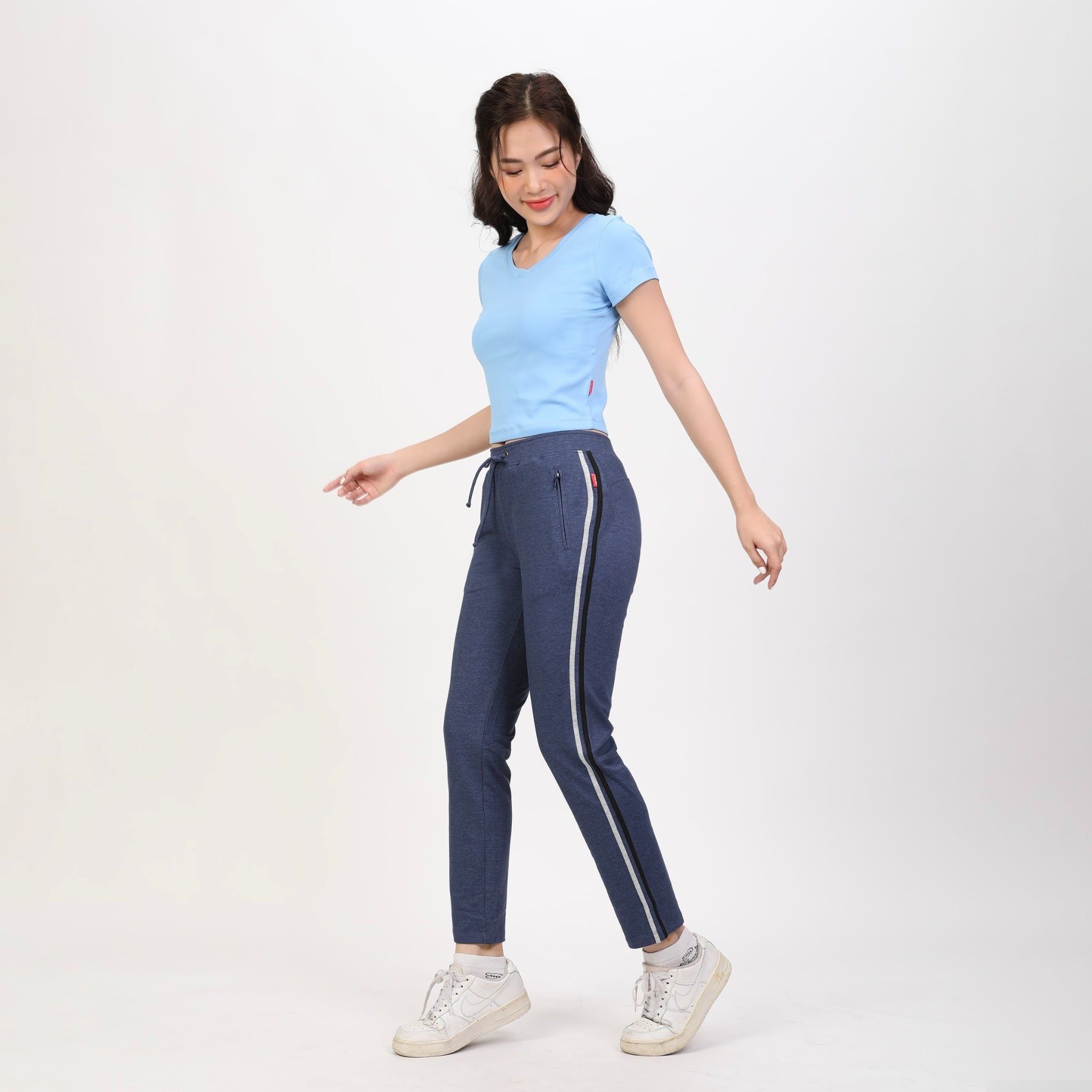 Quần thể thao nữ ống dài thun chất vảy cá cotton cvc mát 408p 8064