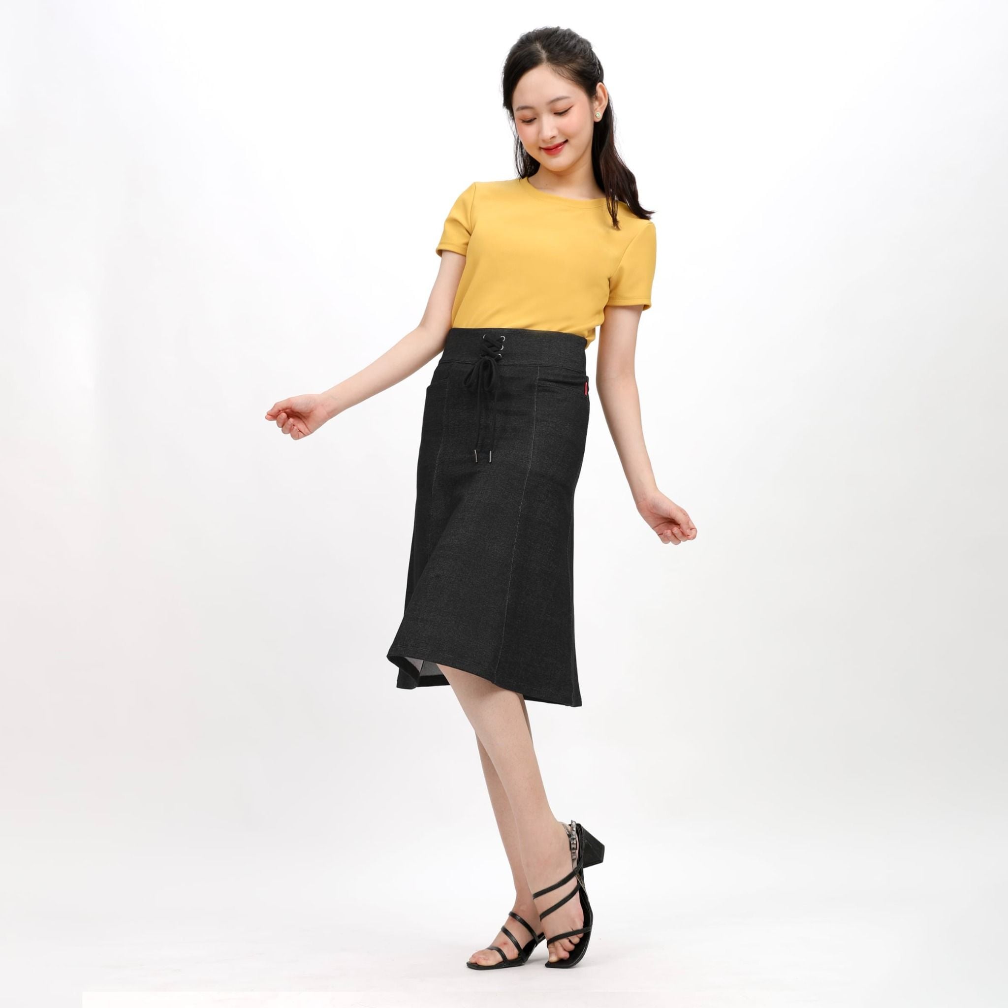 Chân váy dài chất jean thun 502p 8059