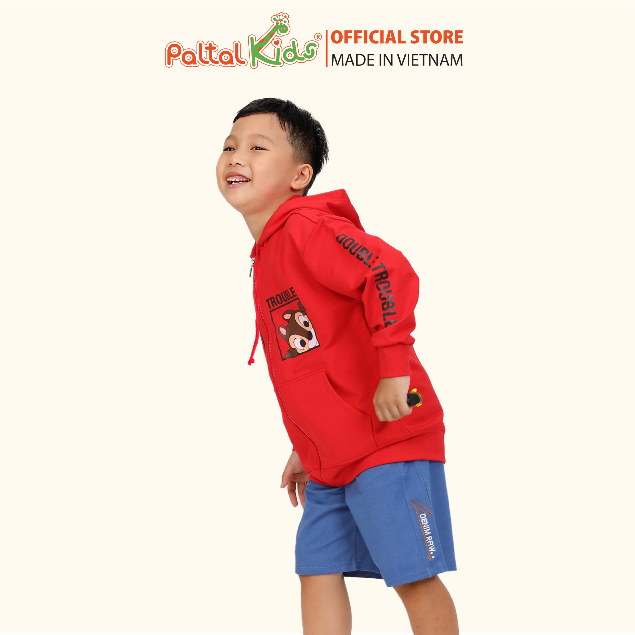 Áo Khoác Cotton TC Chống Nắng Hình In Sóc Chuột Bé Trai Cao Cấp - 431 4024