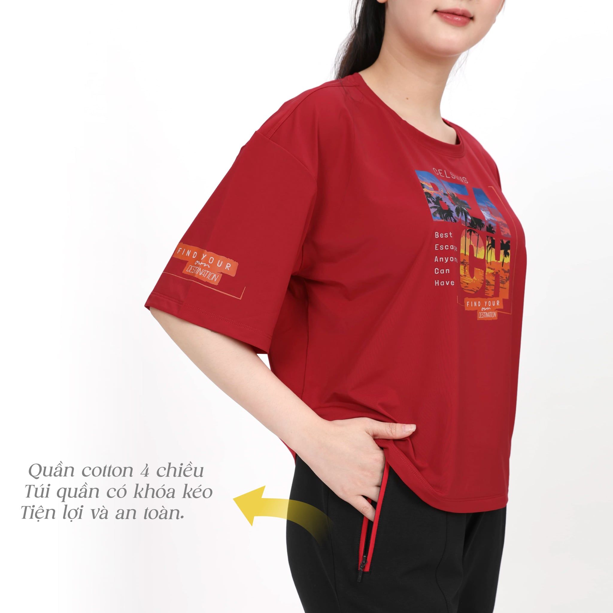 Set đồ bộ nữ kiểu quần dài tay ngắn chất nhung lạnh 153p 6002