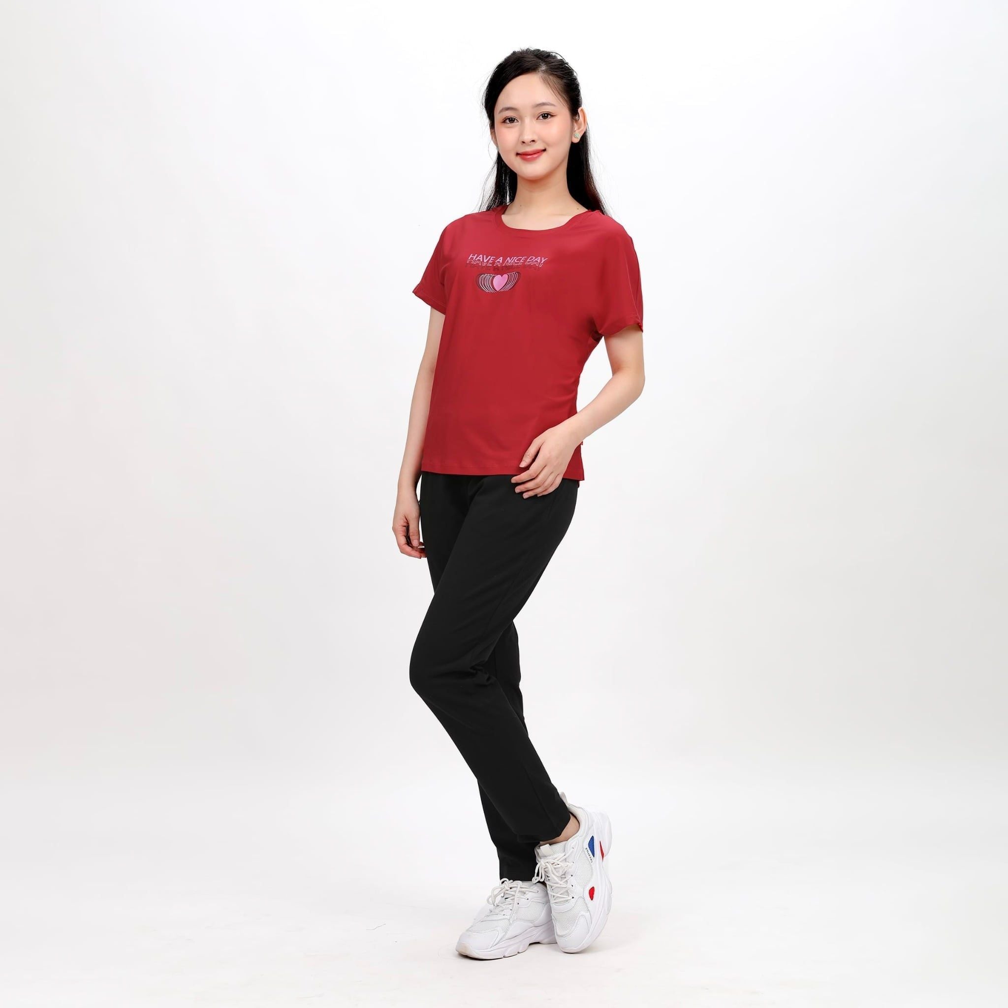Set đồ bộ nữ kiểu quần dài tay ngắn thể thao 3 trong 1 chất nhung lạnh 153p 6006