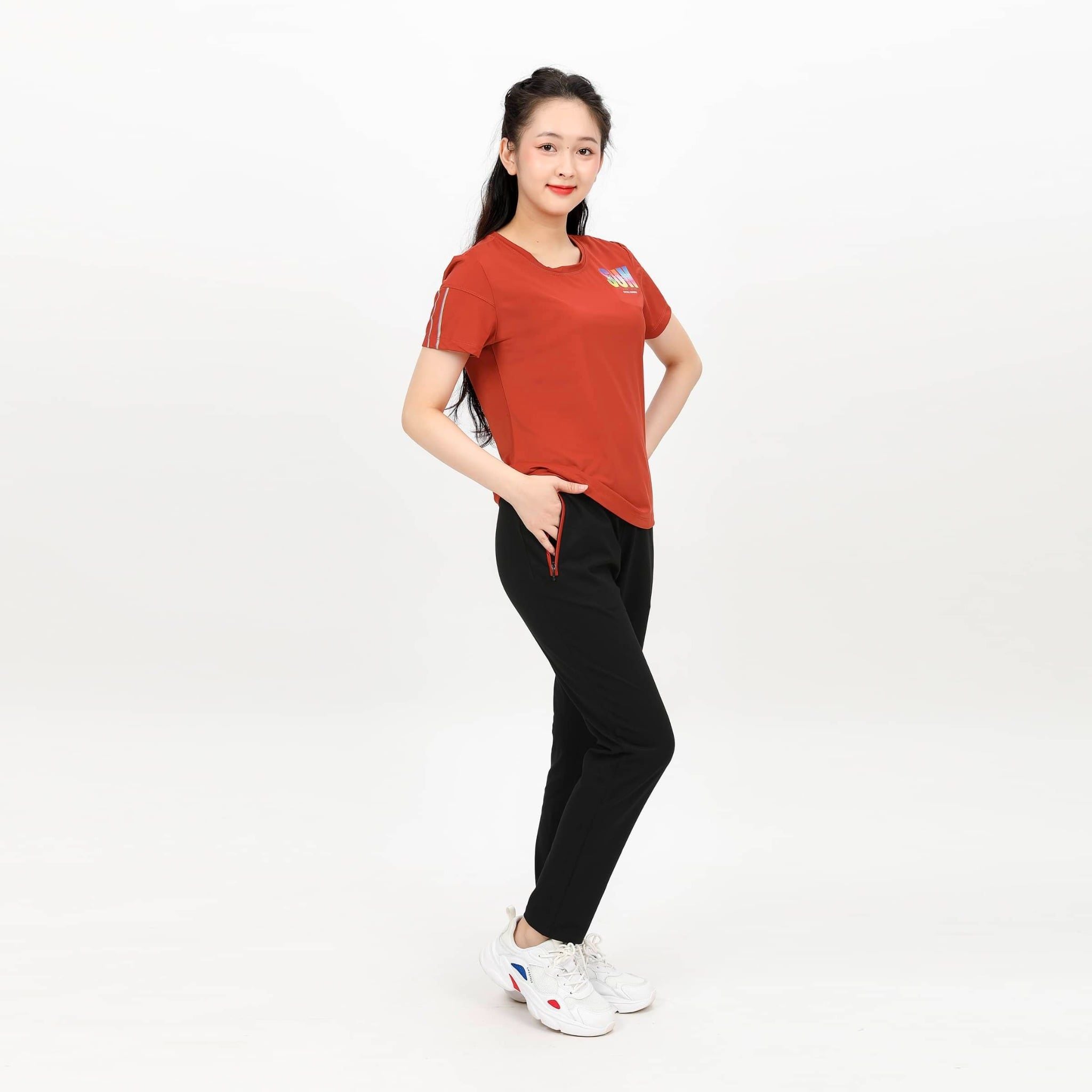 Set đồ bộ nữ kiểu quần dài tay ngắn chất nhung lạnh 153p 6004
